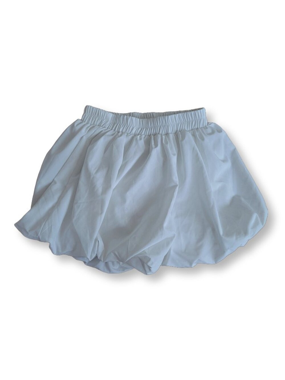 Women's White Balloon Hem Bubble Mini Skirt (OS)